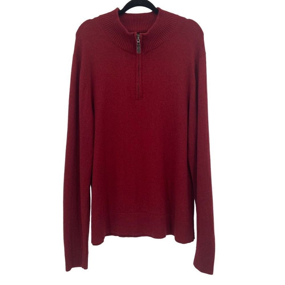 Eddie Bauer Cotton Cashmere‎ 1/4 Zip Pullover Sweater Burgundy Large